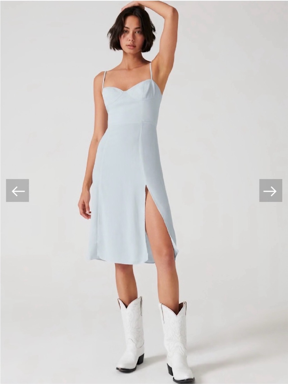 New Aritzia Sunday Best Viola Midi Light Mint Blue Dress Size Large